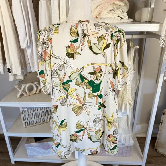 Liz Claiborne  size XL floral botanical pop over top classic Office career #3822 - Picture 3 of 7